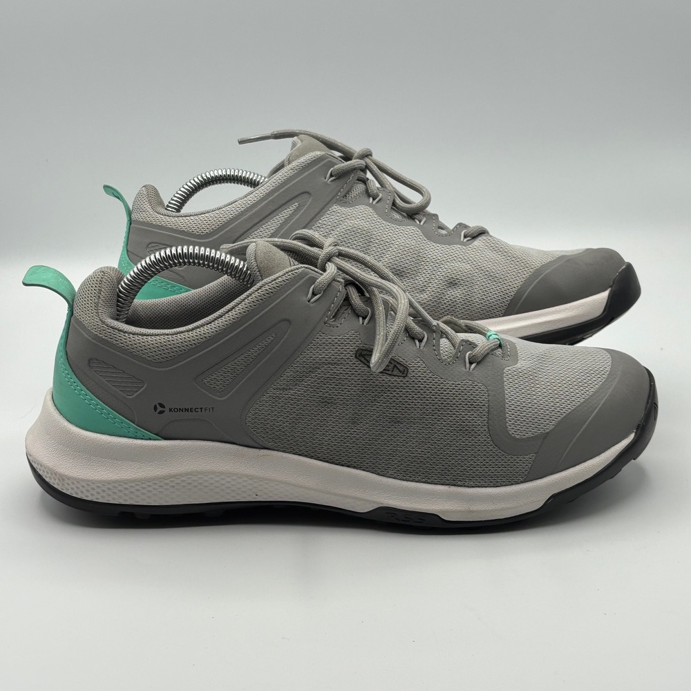 Keen Explore Vent Hiking Shoes Women 10 Gray Seafoam Green Low Top Mesh Gorpcore